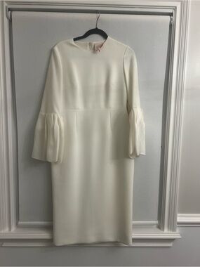 Roksanda Ilincic Cream Long Sleeve Shift Dress with Flared Sleeves